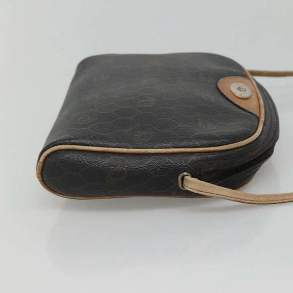 Christian Dior Honeycomb Canvas Schoudertas PVC Leer Zwart Auth ti2906
