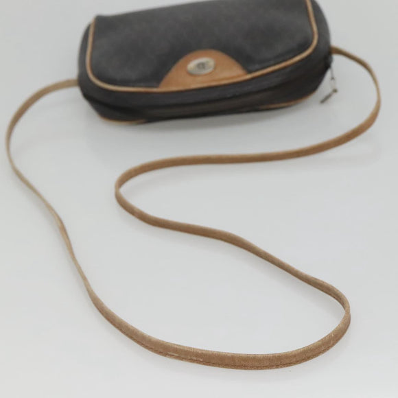 Christian Dior Honeycomb Canvas Shoulder Bag PVC Leather Black Auth ti2906