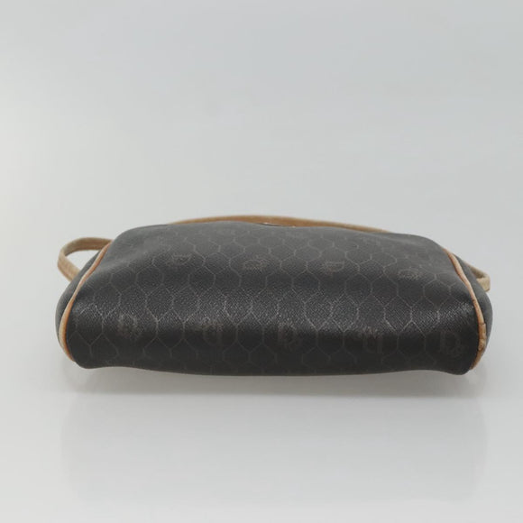 Christian Dior Honeycomb Canvas Shoulder Bag PVC Leather Black Auth ti2906