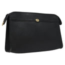 Christian Dior Honeycomb Canvas Clutch Bag PVC Leather Black Gold Auth ti2910-1