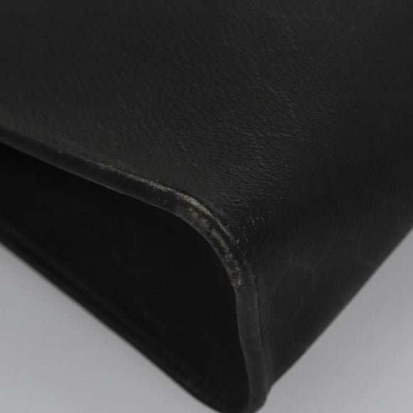 Christian Dior Honeycomb Canvas Clutch Bag PVC Leather Black Gold Auth ti2910