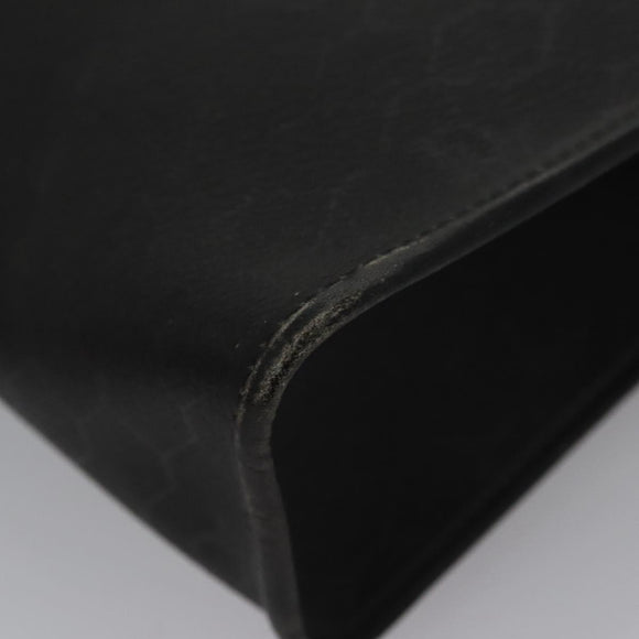 Christian Dior Honeycomb Canvas Clutch Bag PVC Leather Black Gold Auth ti2910
