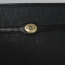 Christian Dior Honeycomb Canvas Clutch Bag PVC Leather Black Gold Auth ti2910-9