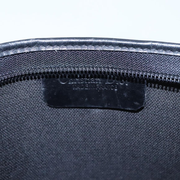 Christian Dior Honeycomb Canvas Clutch Bag PVC Leather Black Gold Auth ti2910