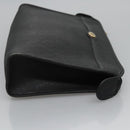 Christian Dior Honeycomb Canvas Clutch Bag PVC Leather Black Gold Auth ti2910-3