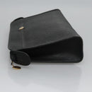 Christian Dior Honeycomb Canvas Clutch Bag PVC Leather Black Gold Auth ti2910-4