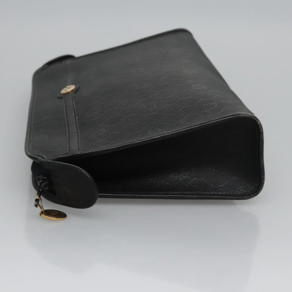 Christian Dior Honeycomb Canvas Clutch Bag PVC Leather Black Gold Auth ti2910