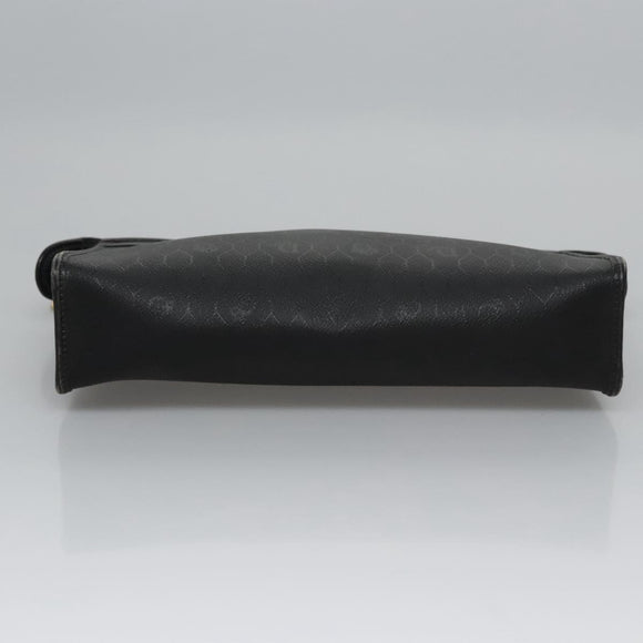 Christian Dior Honeycomb Canvas Clutch Bag PVC Leather Black Gold Auth ti2910
