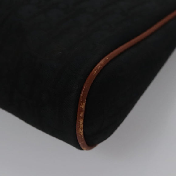 Christian Dior Trotter Canvas Clutch Bag Black Gold Auth ti2911
