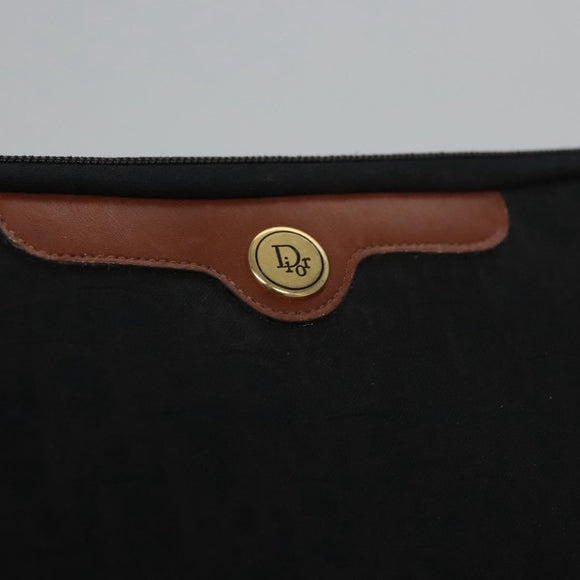 Christian Dior Trotter Canvas Clutch Bag Black Gold Auth ti2911