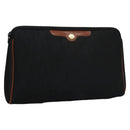 Christian Dior Trotter Canvas Clutch Bag Black Gold Auth ti2911-1