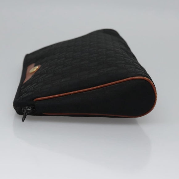 Christian Dior Trotter Canvas Clutch Bag Black Gold Auth ti2911