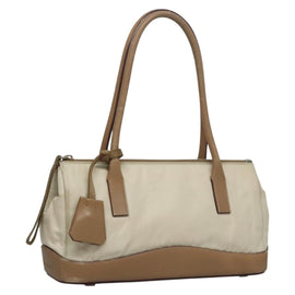 PRADA Hand Bag Nylon Beige Auth ti2915