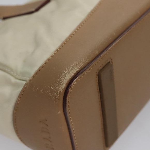 PRADA Hand Bag Nylon Beige Auth ti2915