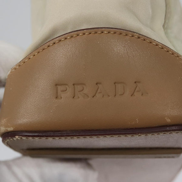 PRADA Hand Bag Nylon Beige Auth ti2915