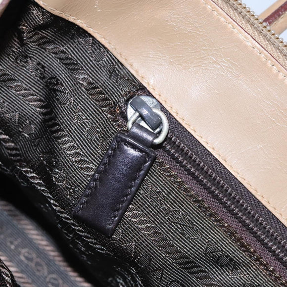PRADA Hand Bag Nylon Beige Auth ti2915