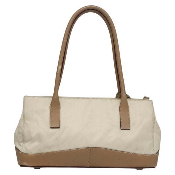 PRADA Hand Bag Nylon Beige Auth ti2915
