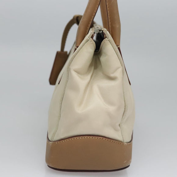 PRADA Hand Bag Nylon Beige Auth ti2915