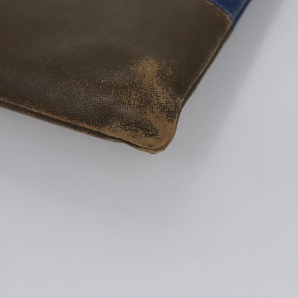 CELINE Pouch Leather Blue Gold Auth ti2920