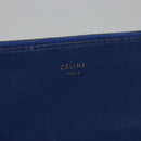CELINE Pouch Leather Blue Gold Auth ti2920-8