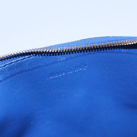 CELINE Pouch Leather Blue Gold Auth ti2920