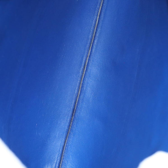 CELINE Pouch Leather Blue Gold Auth ti2920