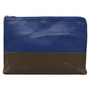 CELINE Pouch Leather Blue Gold Auth ti2920-13