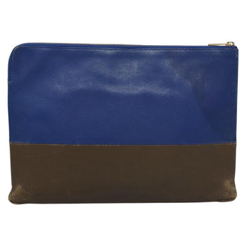 CELINE Pouch Leather Blue Gold Auth ti2920 - 0