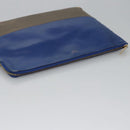 CELINE Pouch Leather Blue Gold Auth ti2920-5