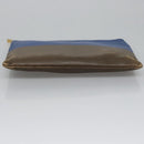 CELINE Pouch Leather Blue Gold Auth ti2920-6