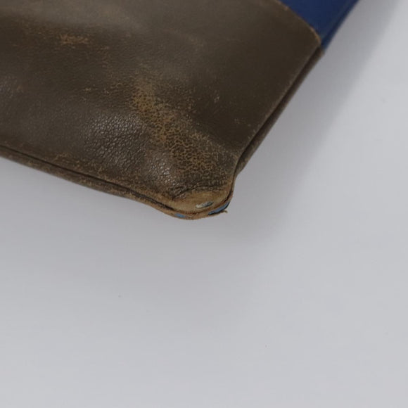CELINE Pouch Leather Blue Gold Auth ti2920