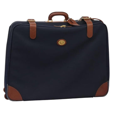 Burberrys Travel Case Boston Bag PVC Navy Brown Auth ti2922