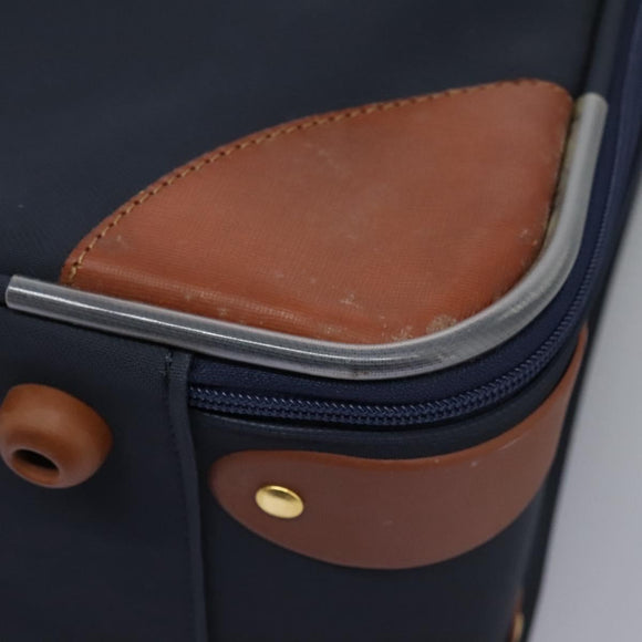 Burberrys Travel Case Boston Bag PVC Navy Brown Auth ti2922