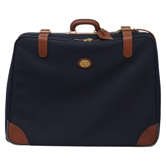 Burberrys Travel Case Boston Bag PVC Navy Brown Auth ti2922