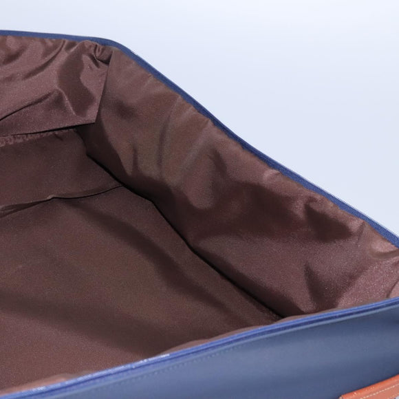 Burberrys Travel Case Boston Bag PVC Navy Brown Auth ti2922