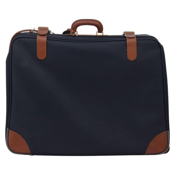 Burberrys Travel Case Boston Bag PVC Navy Brown Auth ti2922