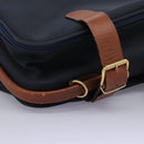 Burberrys Travel Case Boston Bag PVC Navy Brown Auth ti2922-7