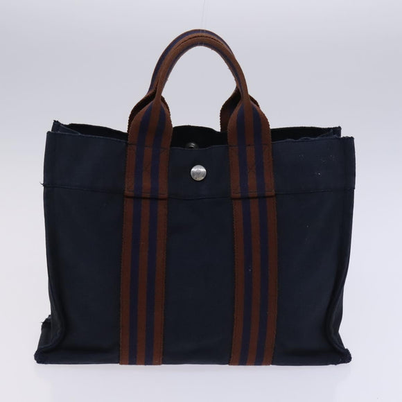 HERMES Fourre Tout Tote Bag Canvas 5 Set Black Gray Navy Auth ti2923