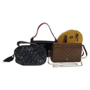 BALLY Hand Bag Leather 4Set Black Yellow Auth ti2926-1