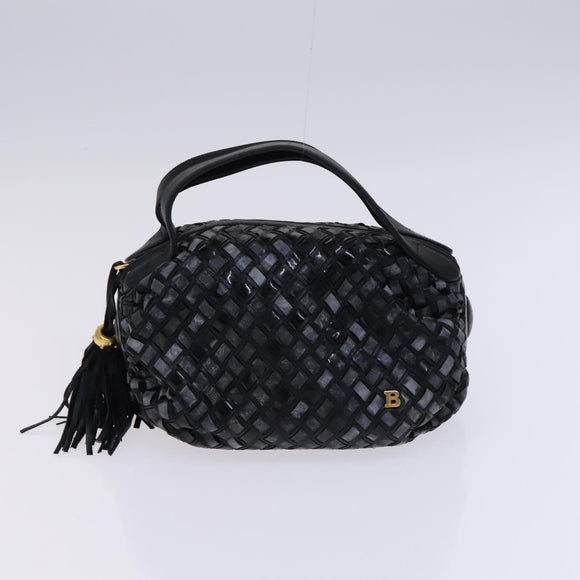 BALLY Hand Bag Leather 4Set Black Yellow Auth ti2926