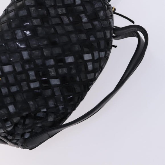 BALLY Hand Bag Leather 4Set Black Yellow Auth ti2926