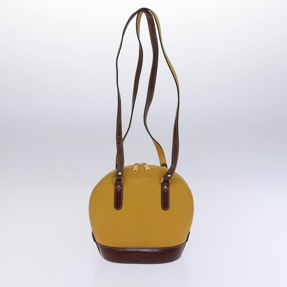 BALLY Hand Bag Leather 4Set Black Yellow Auth ti2926