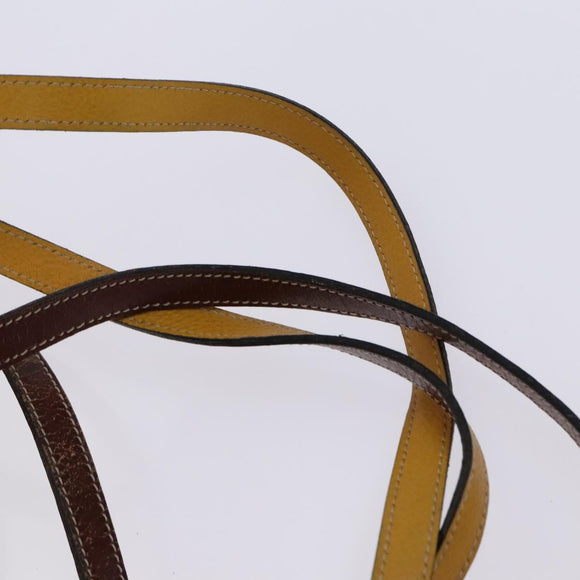 BALLY Hand Bag Leather 4Set Black Yellow Auth ti2926