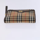 BURBERRY Nova Check Pouch Bag Nylon Canvas 5Set Beige Black Brown Auth ti2927-11