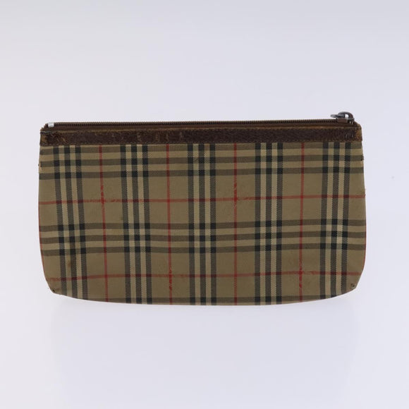 BURBERRY Nova Check Pouch Bag Nylon Canvas 5Set Beige Black Brown Auth ti2927