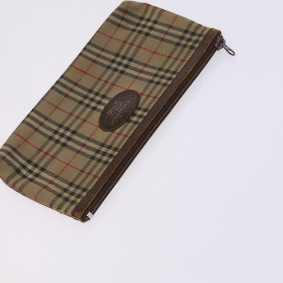 BURBERRY Nova Check Pouch Bag Nylon Canvas 5Set Beige Black Brown Auth ti2927