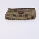 BURBERRY Nova Check Pouch Bag Nylon Canvas 5Set Beige Black Brown Auth ti2927-21