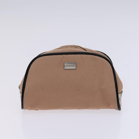 BURBERRY Nova Check Pouch Bag Nylon Canvas 5Set Beige Black Brown Auth ti2927