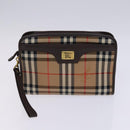BURBERRY Nova Check Pouch Bag Nylon Canvas 5Set Beige Black Brown Auth ti2927-8