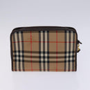 BURBERRY Nova Check Pouch Bag Nylon Canvas 5Set Beige Black Brown Auth ti2927-9